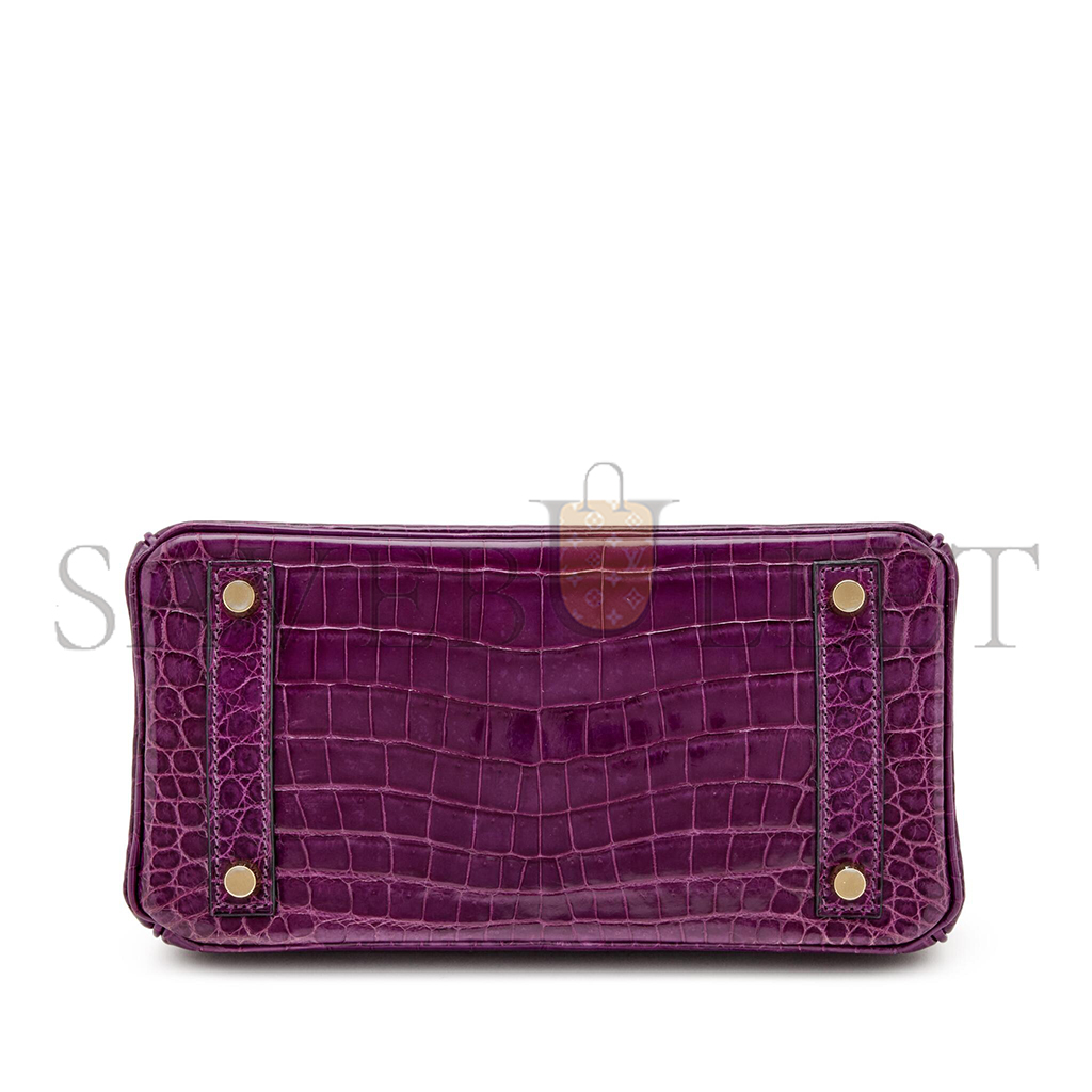 H**mes master birkin 25 crocodile leather tuscan purple gold buckle h041354ck42 (25*20*13cm)